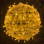 Hanging LED Sphere Lights With Metal Wire Ball Pattern For Outdoor Decor And Patio Ambience