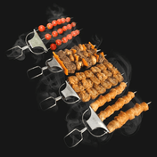 Háromágú rozsdamentes acél BBQ grillnyársak kebab és shish kabob sütéséhez, barbecue kiegészítők