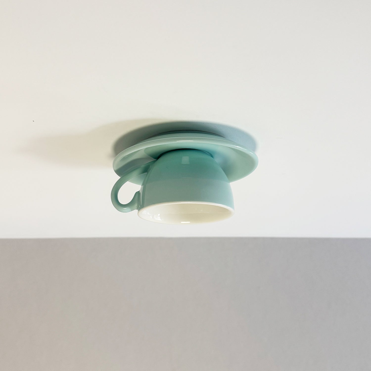 NovaCup Ceramic Coffee Cup Flush Mount Ceiling Light For Modern Living Spaces Available In Cheerful Colors