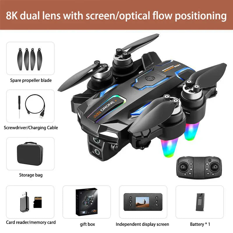 NovaSky X8 Pro 8K ESC Dron med dubbla kameror och 5G HD-överföring, borstlösa motorer, fjärrkontroll med skärm