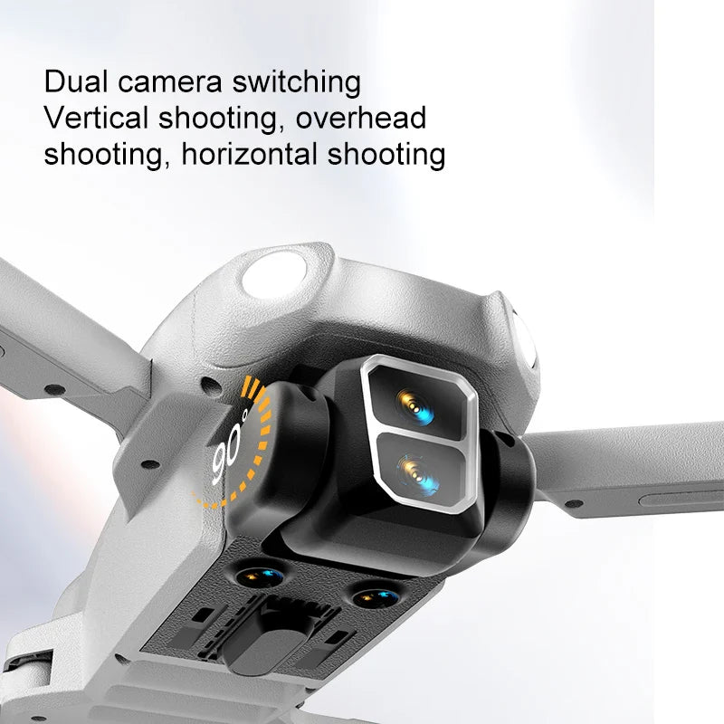 NovaX Pro Drone 4K med dobbelt kamera, børsteløse motorer, 90 graders tilt, optisk flow-hovering, 1000m WiFi FPV, foldbar