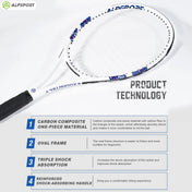 ALPSPORT Carbon Fiber Tennis Racket T800 18K-Professional Grade with Bag&Strap Lightweight Training Racquet for Adults Men&Women 1