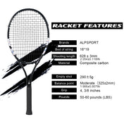 ALPSPORT Carbon Fiber Tennis Racket T800 18K-Professional Grade with Bag&Strap Lightweight Training Racquet for Adults Men&Women 10