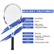 ALPSPORT Carbon Fiber Tennis Racket T800 18K-Professional Grade with Bag&Strap Lightweight Training Racquet for Adults Men&Women 6