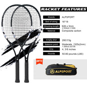 ALPSPORT Carbon Fiber Tennis Racket T800 18K-Professional Grade with Bag&Strap Lightweight Training Racquet for Adults Men&Women 7