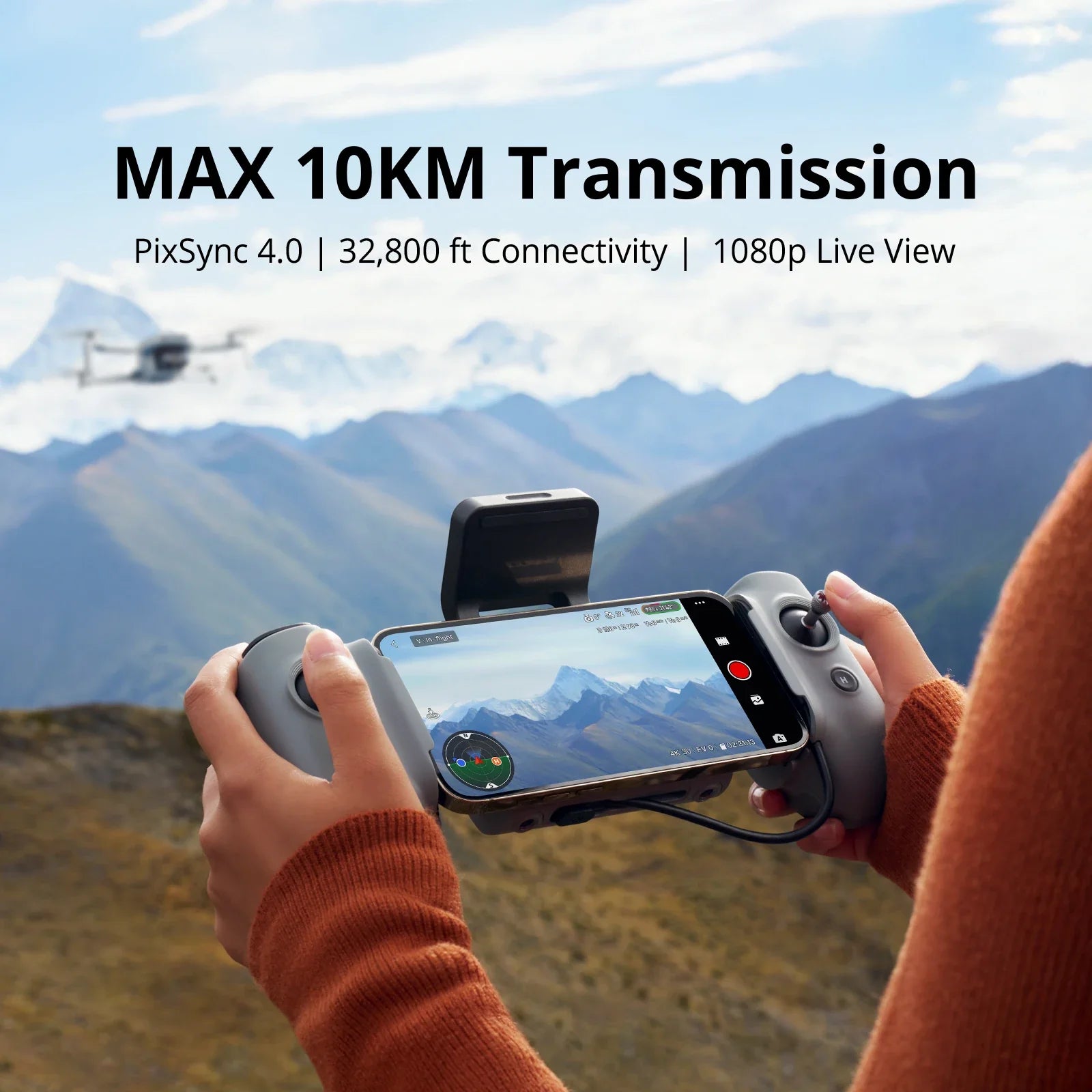 Nova Sky 2 8K-drönare med AI-spårning, 48MP Sony-sensor, 3-axlad stabiliserad gimbal, 10 km överföring, 32 minuters flygtid