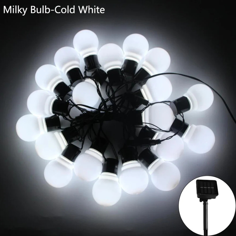 Variant image for Solar Festoon Lights Outdoor | LED Garden Lights | Solar-Powered String Lights | Weatherproof Patio Lighting | Decorative Globe Bulbs - Zardee-3