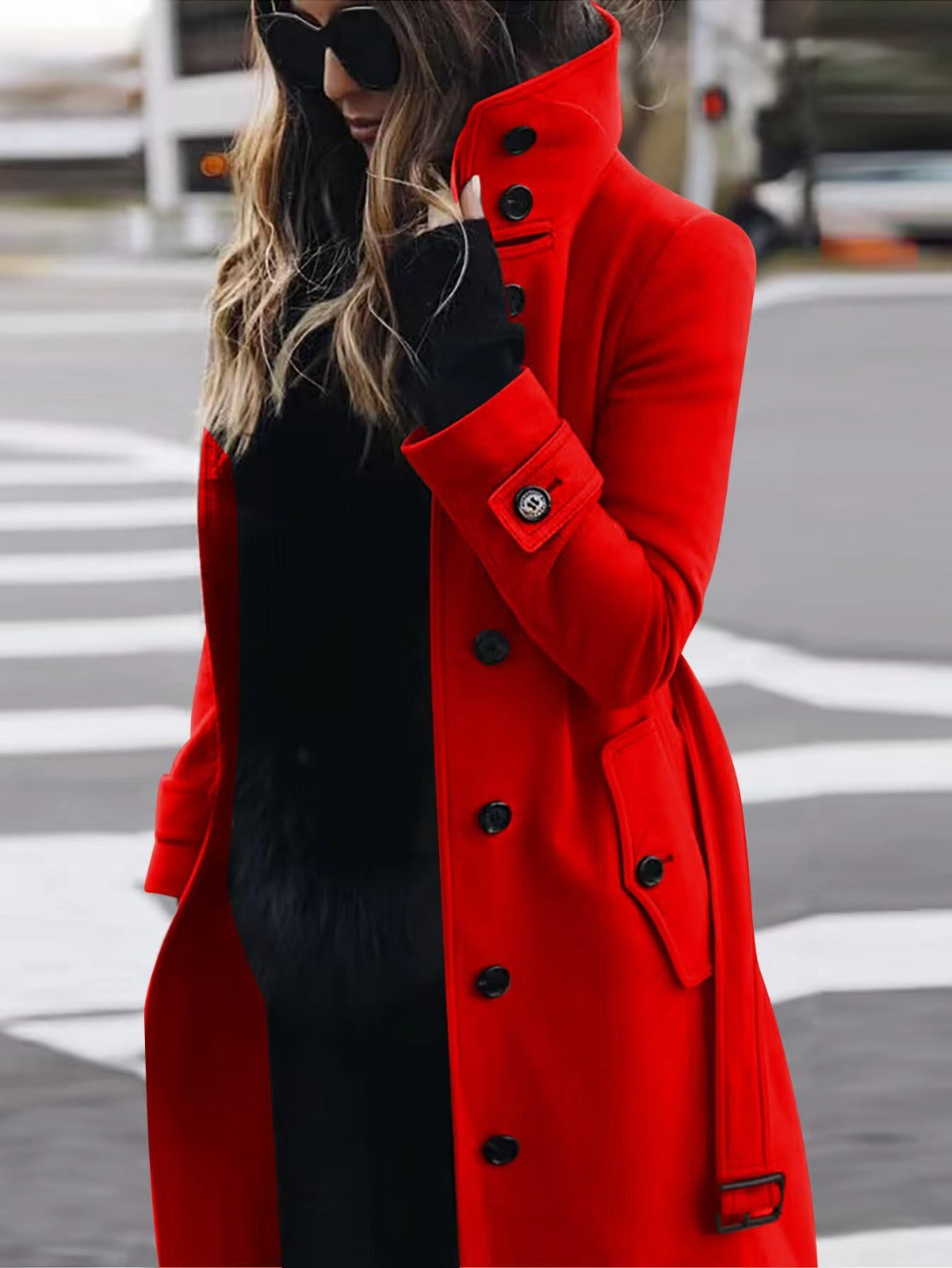 Amelia | Women's Double-Breasted Wool Coat with High Collar for Winter 0