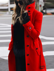 Amelia | Women's Double-Breasted Wool Coat with High Collar for Winter 0