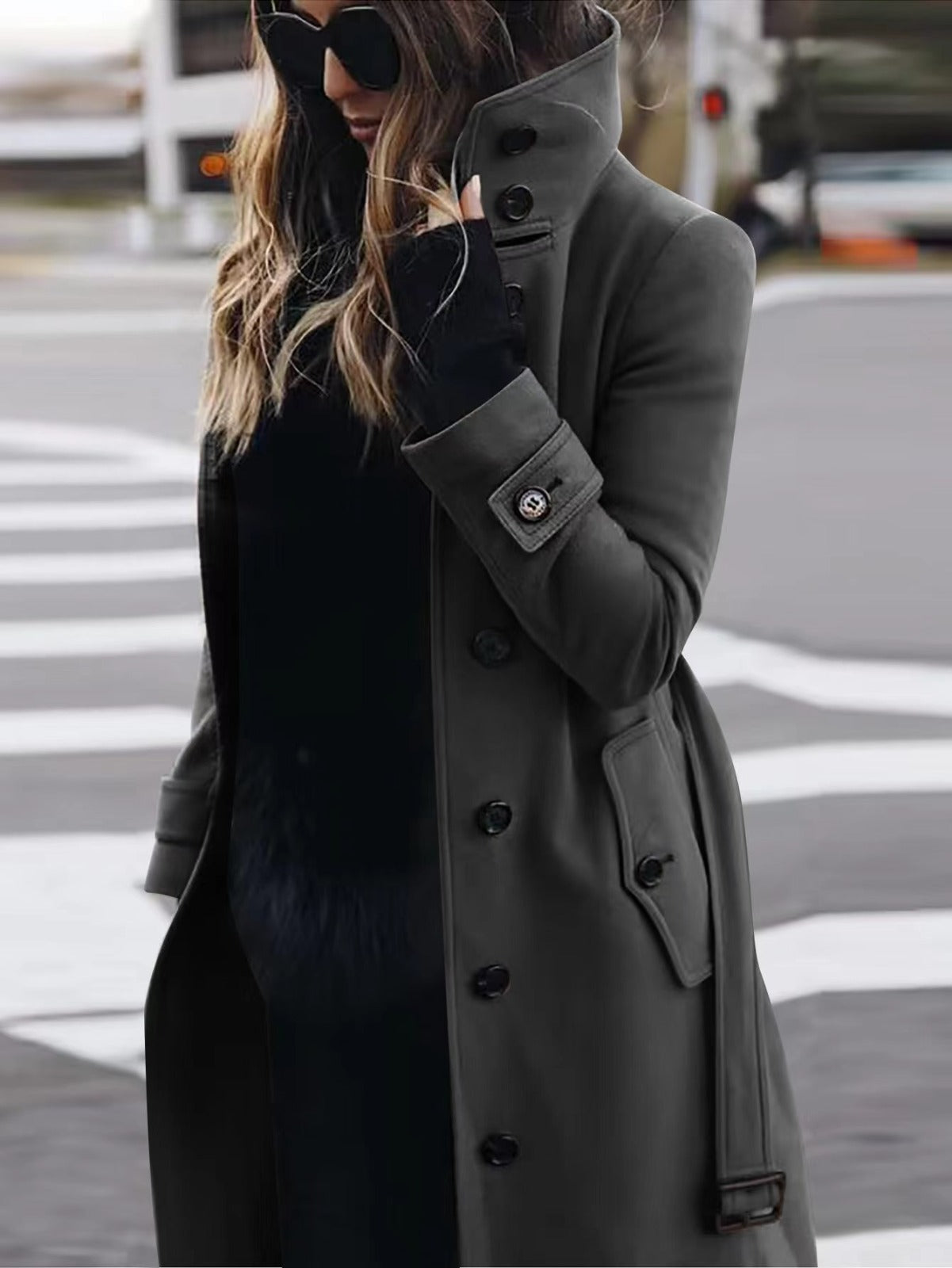Amelia | Women's Double-Breasted Wool Coat with High Collar for Winter 2
