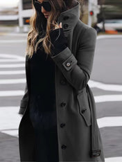 Amelia | Women's Double-Breasted Wool Coat with High Collar for Winter 2