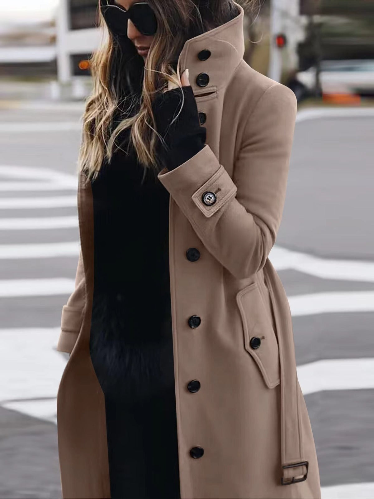Amelia | Women's Double-Breasted Wool Coat with High Collar for Winter 3