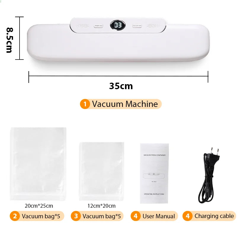 Automatic Portable Kitchen Food Saver Vacuum Sealer Machine Household Home Electric Plastic Sealing Packaging for Car Outdoor RV 6