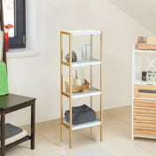 Bamboo Bath Shelf with 4 Tiers and White Finish 1