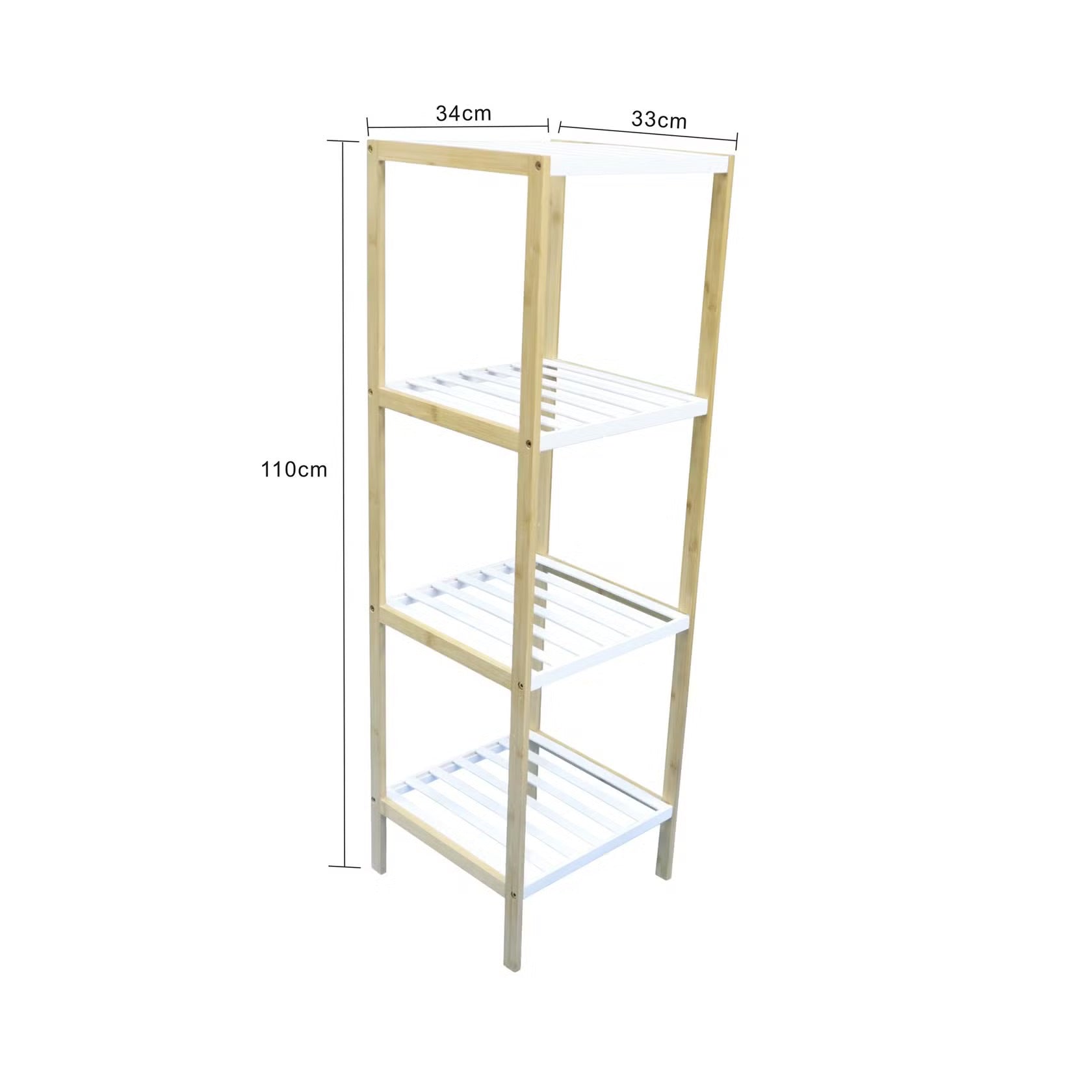 Bamboo Bath Shelf with 4 Tiers and White Finish 2