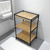Bamboo Trolley with 3-Tier Design and Natural Finish 0
