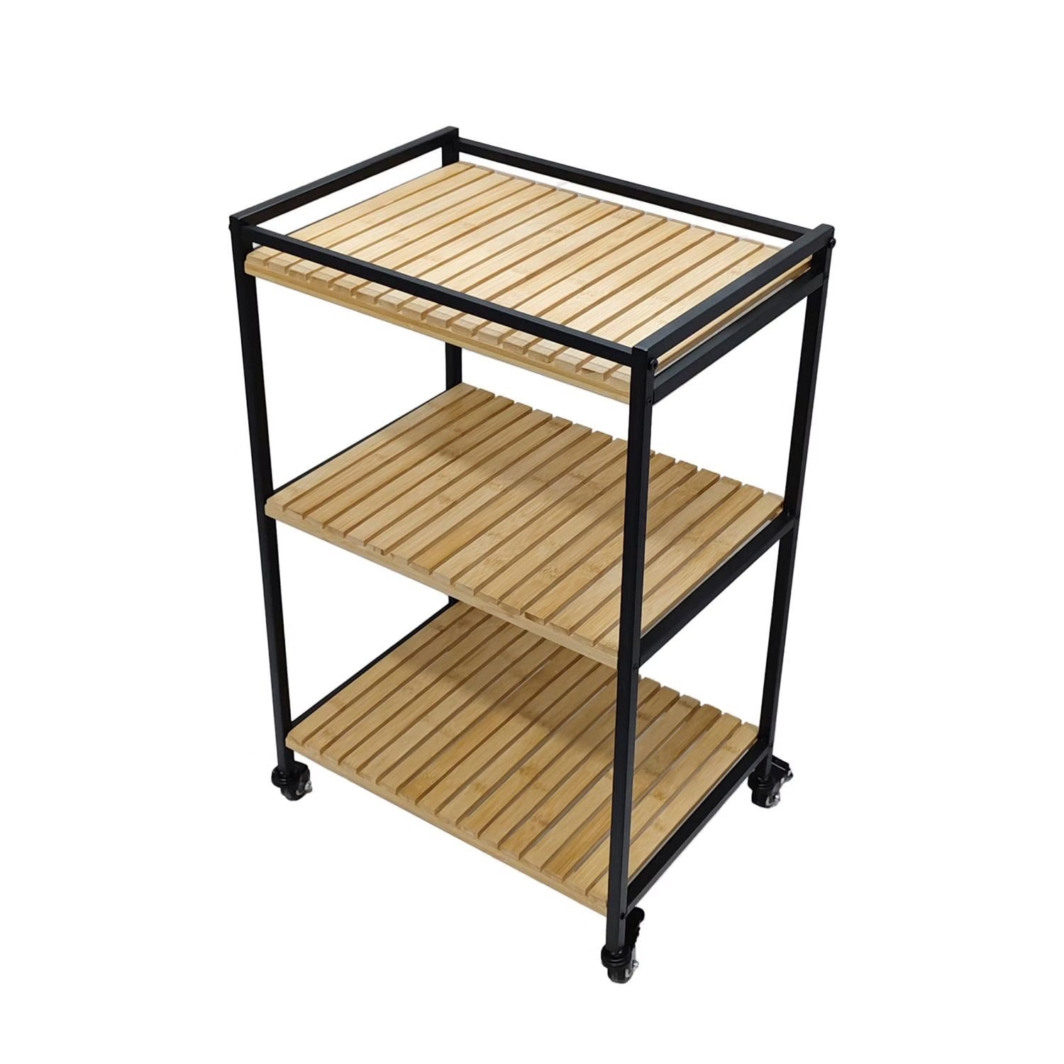 Bamboo Trolley with 3-Tier Design and Natural Finish 3