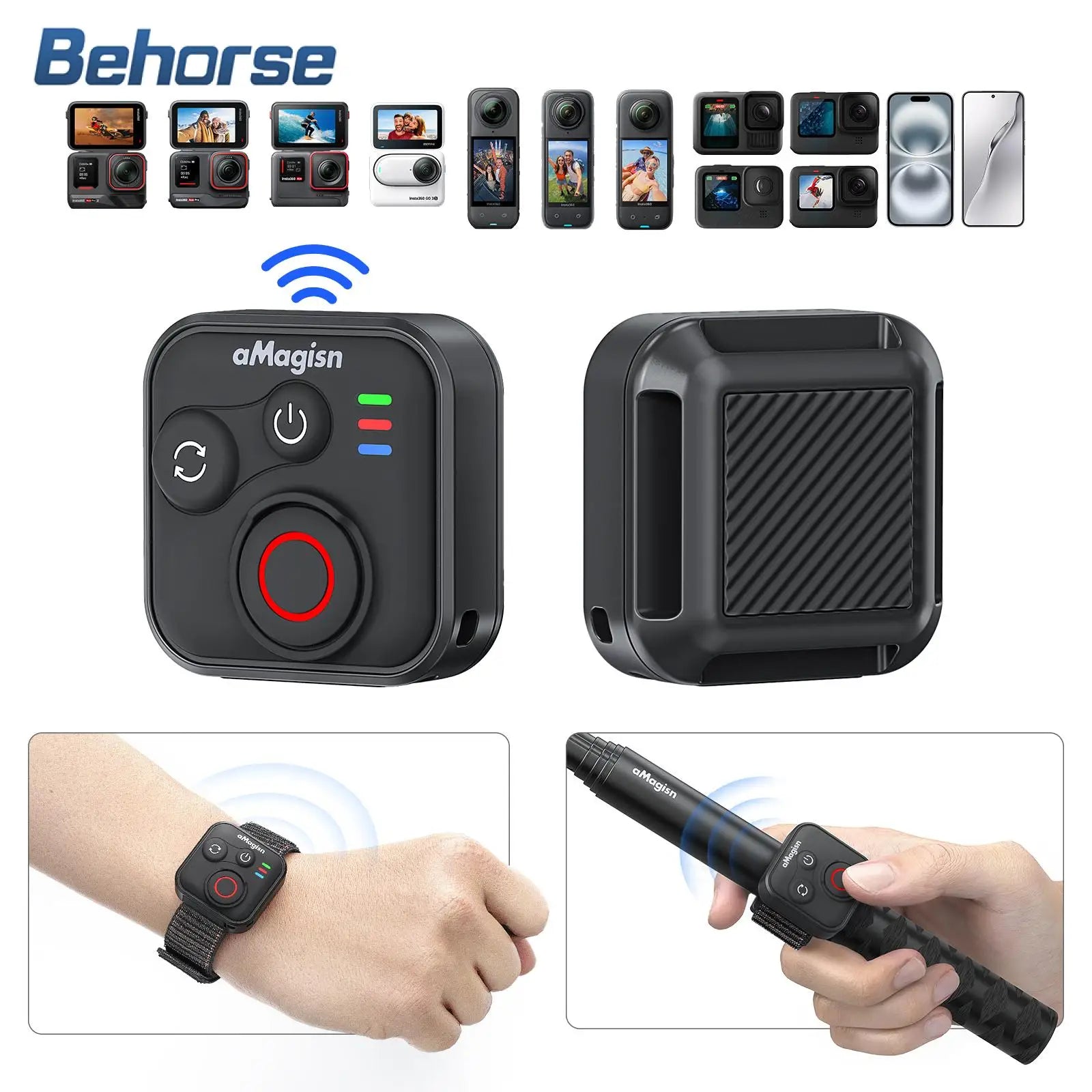 Bluetooth Wireless Remote Control For Insta360 X5/X4/Ace Pro 2 For GoPro Hero 13/12/10 With Wrist Strap Sport Camera Accessories 0