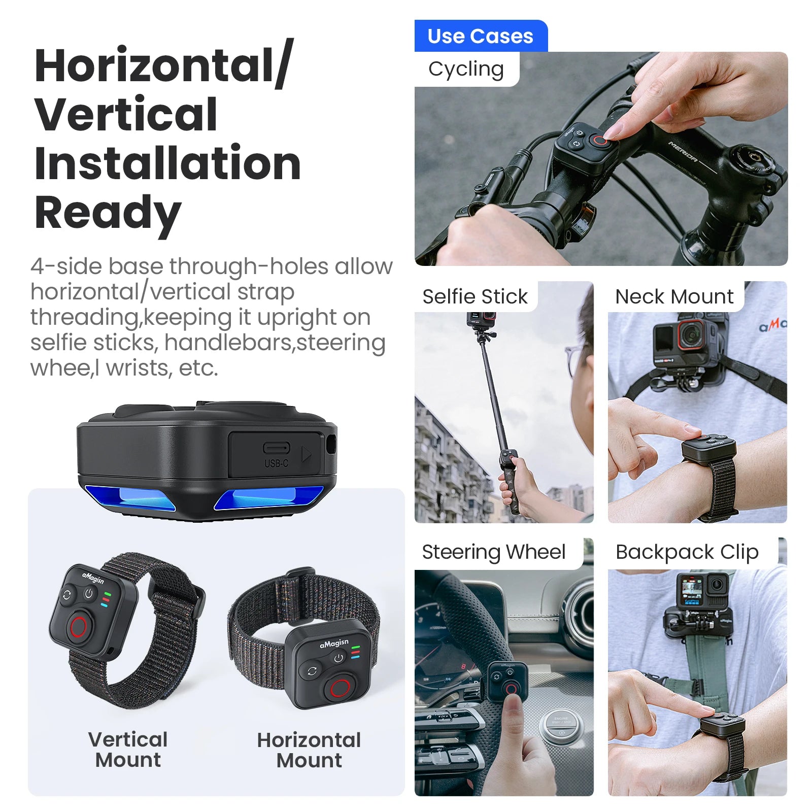 Bluetooth Wireless Remote Control For Insta360 X5/X4/Ace Pro 2 For GoPro Hero 13/12/10 With Wrist Strap Sport Camera Accessories 5