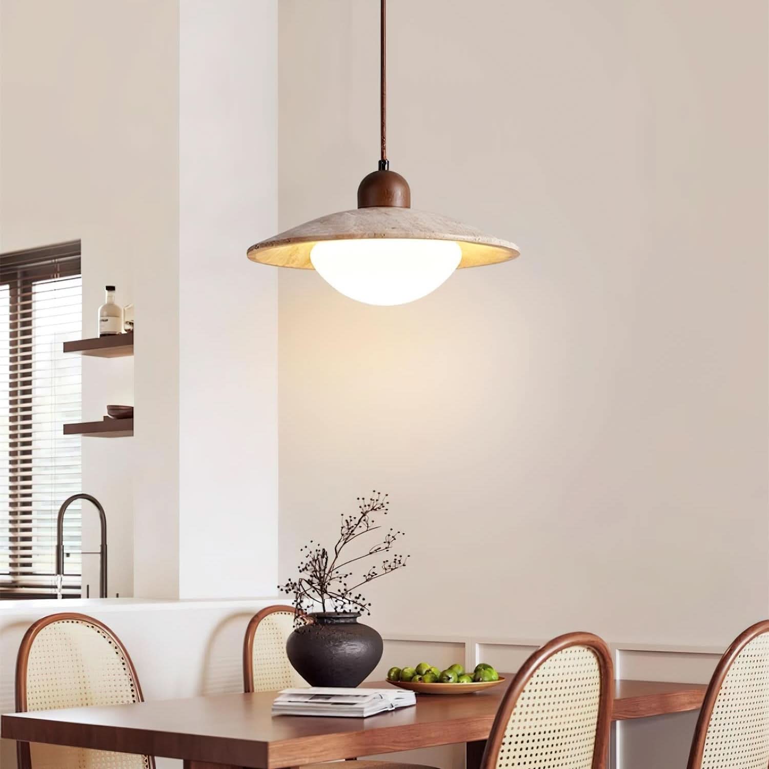 Suspension en verre travertin beige, 25 cm, luminaire de plafond élégant pour intérieurs et maisons modernes
