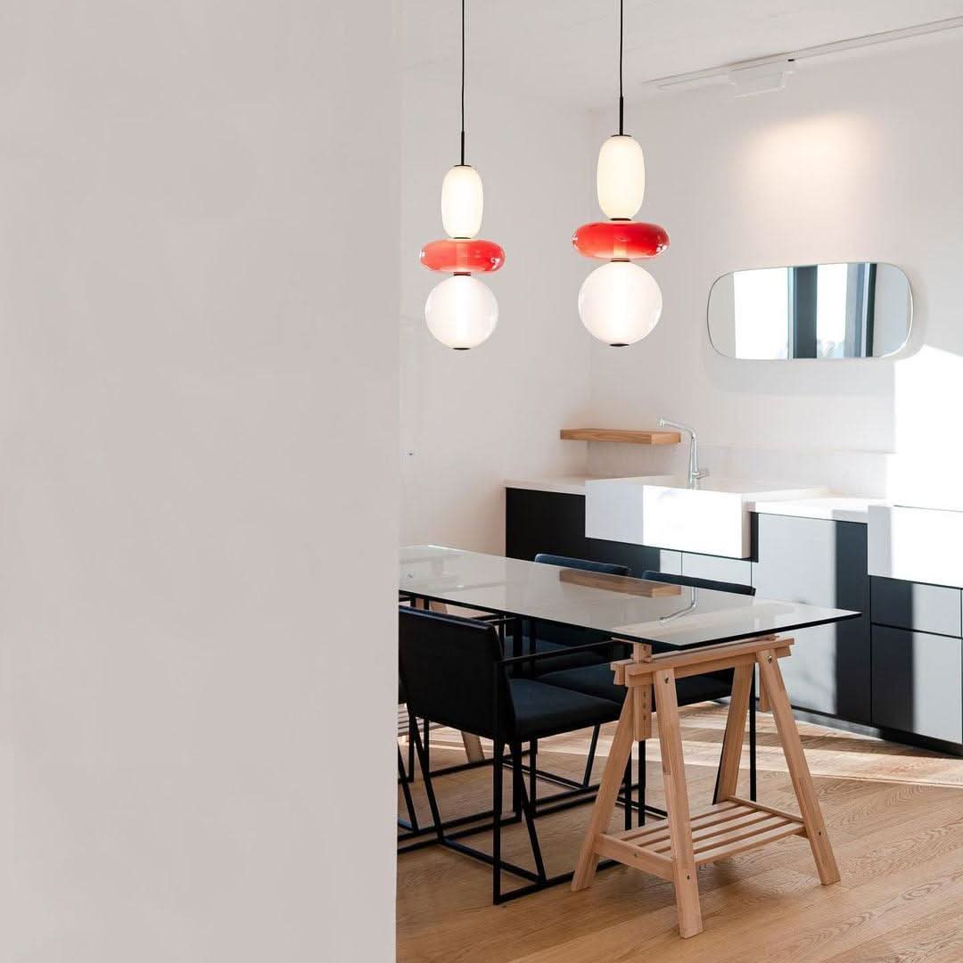 Modern Colorful Glass LED Pendant Light With Vibrant Glass Shade and Sleek Contemporary Design