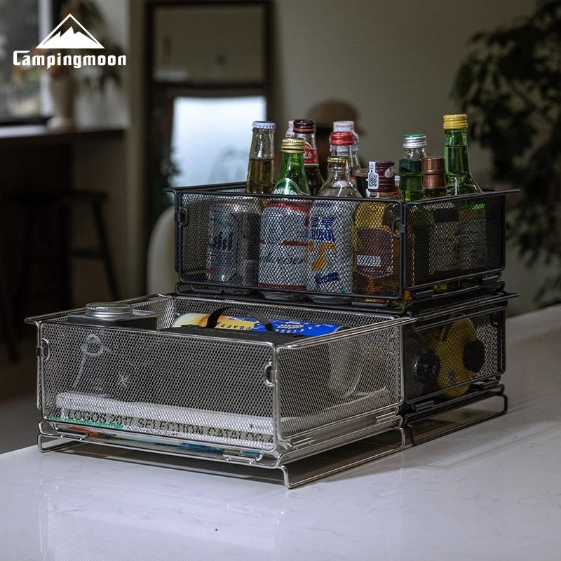 CAMPINGMOON CK-24 Outdoor IGT Table Unit Combination Multifunctional Water Filter Basket 304 Stainless Steel Storage Net Cage 1