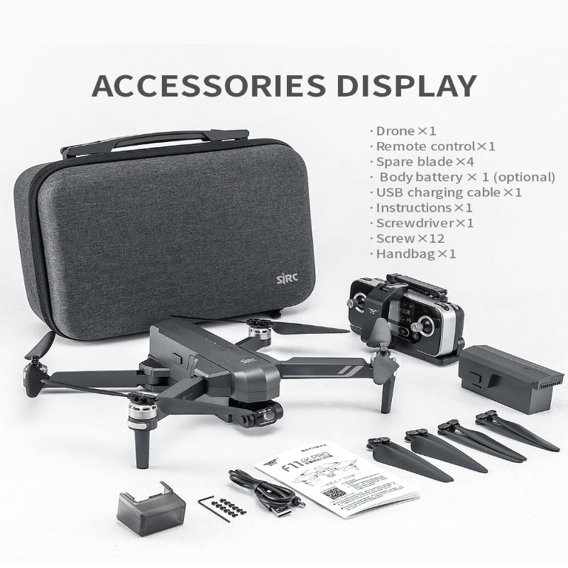 NovaVista F11S Pro GPS-drone med 4K-kamera, 2-aksers gimbal, foldbar quadcopter, 3000 m rækkevidde, intelligente flyvetilstande
