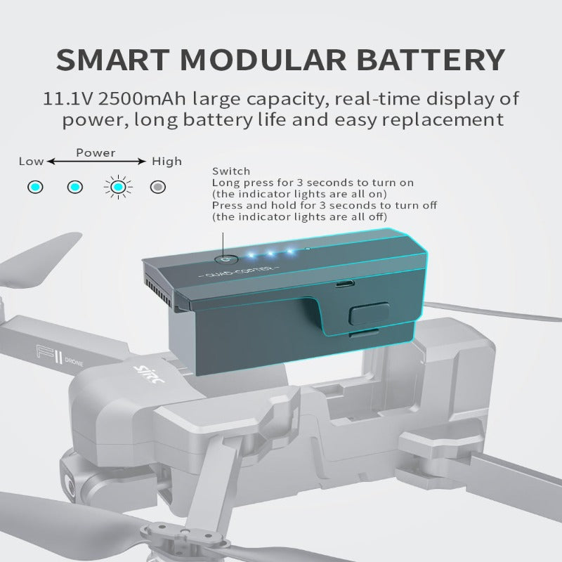 NovaVista F11S Pro GPS-drone med 4K-kamera, 2-aksers gimbal, foldbar quadcopter, 3000 m rækkevidde, intelligente flyvetilstande