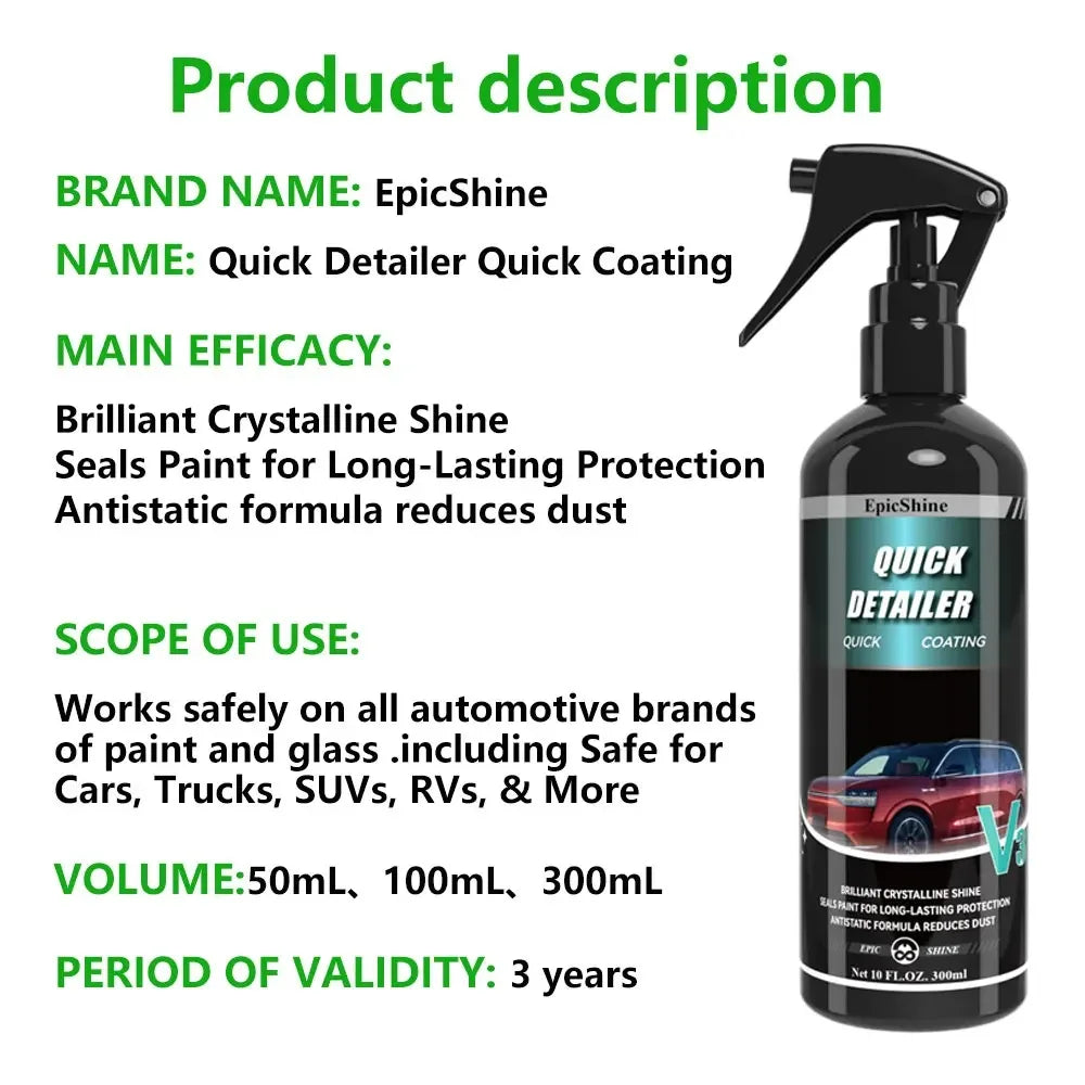 Car Ceramic Quick Detailer&Coating Spray Nano Hydrophobic Polish Scratch Repair Remover Paint Protection Crystal Wax  Auto Clean 5