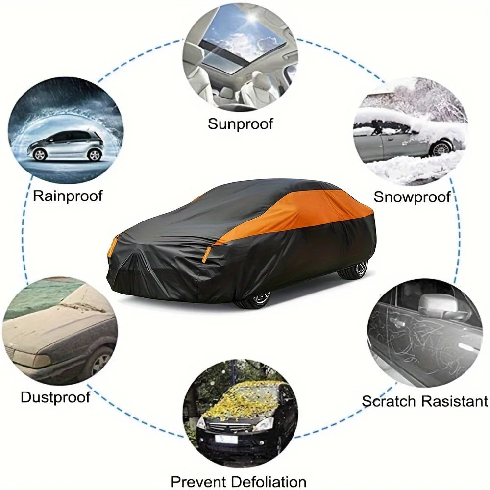 Car Covers Outdoor Waterproof Sun Rain Snow Protection UV Auto Cover Universal SUV/Sedan 190T Car Protective Full Covers 3