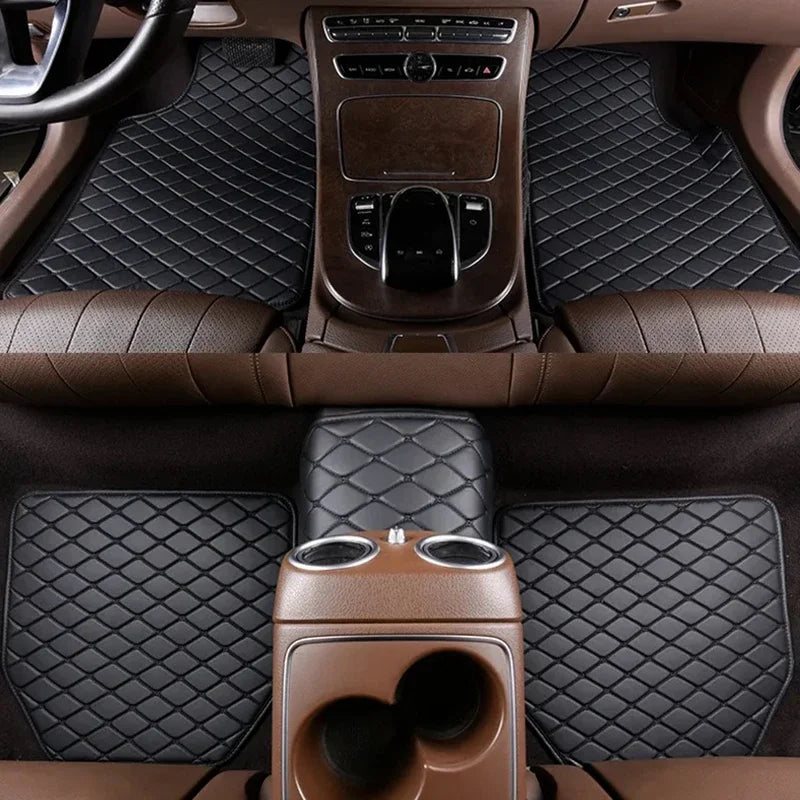 Car Floor Mats 5Pcs Universal Quality PU Leather Waterproof Auto Foot Pad Protector Automobile Interior Car Interior Accessories 1