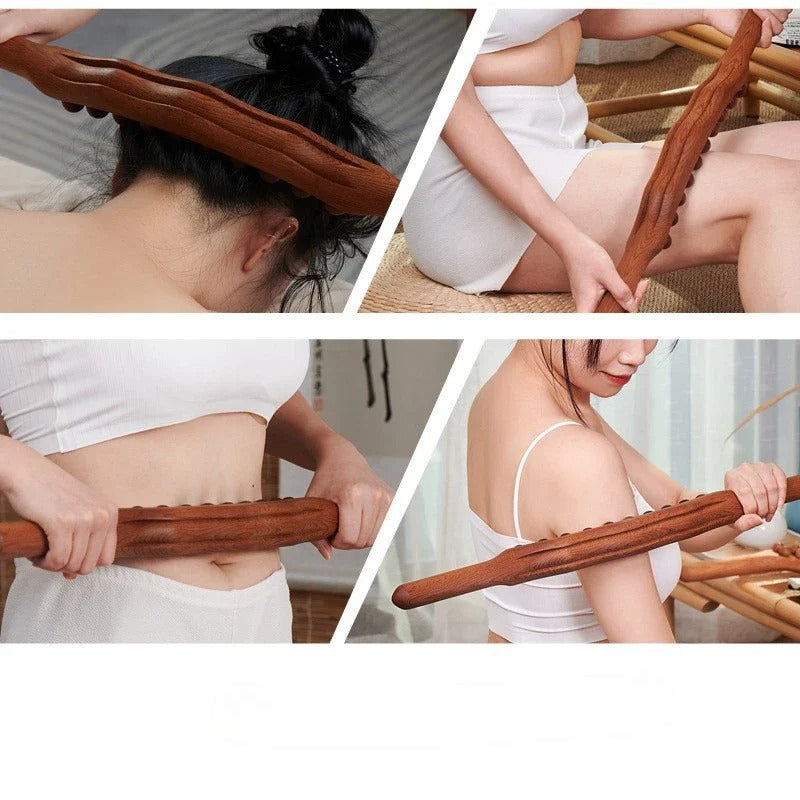Kulbehandlet træ Gua Sha massagepind til lymfedrænage, nakke- og rygafslapning, træ Gua Sha værktøj til kroppen, mod cellulite