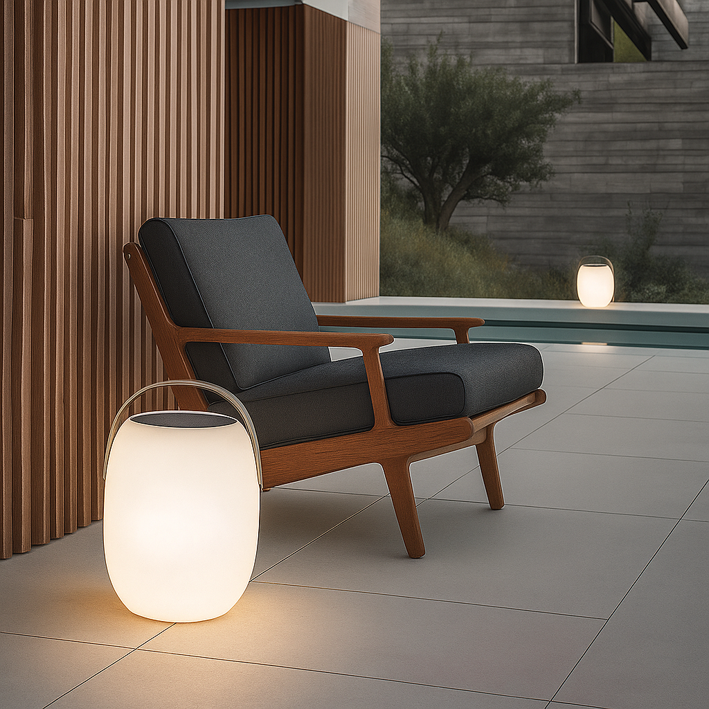Moderne bærbar terrasse solcellelampe til udendørs balkon, have og patio stemning