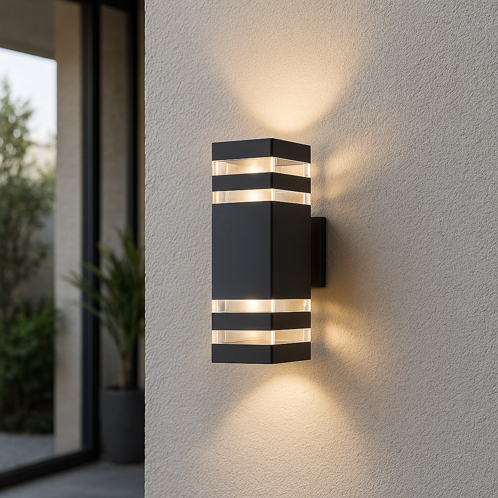 Rectangular Minimalist Outdoor Wall Light With Dual Upward And Downward Illumination For Exterior Walls