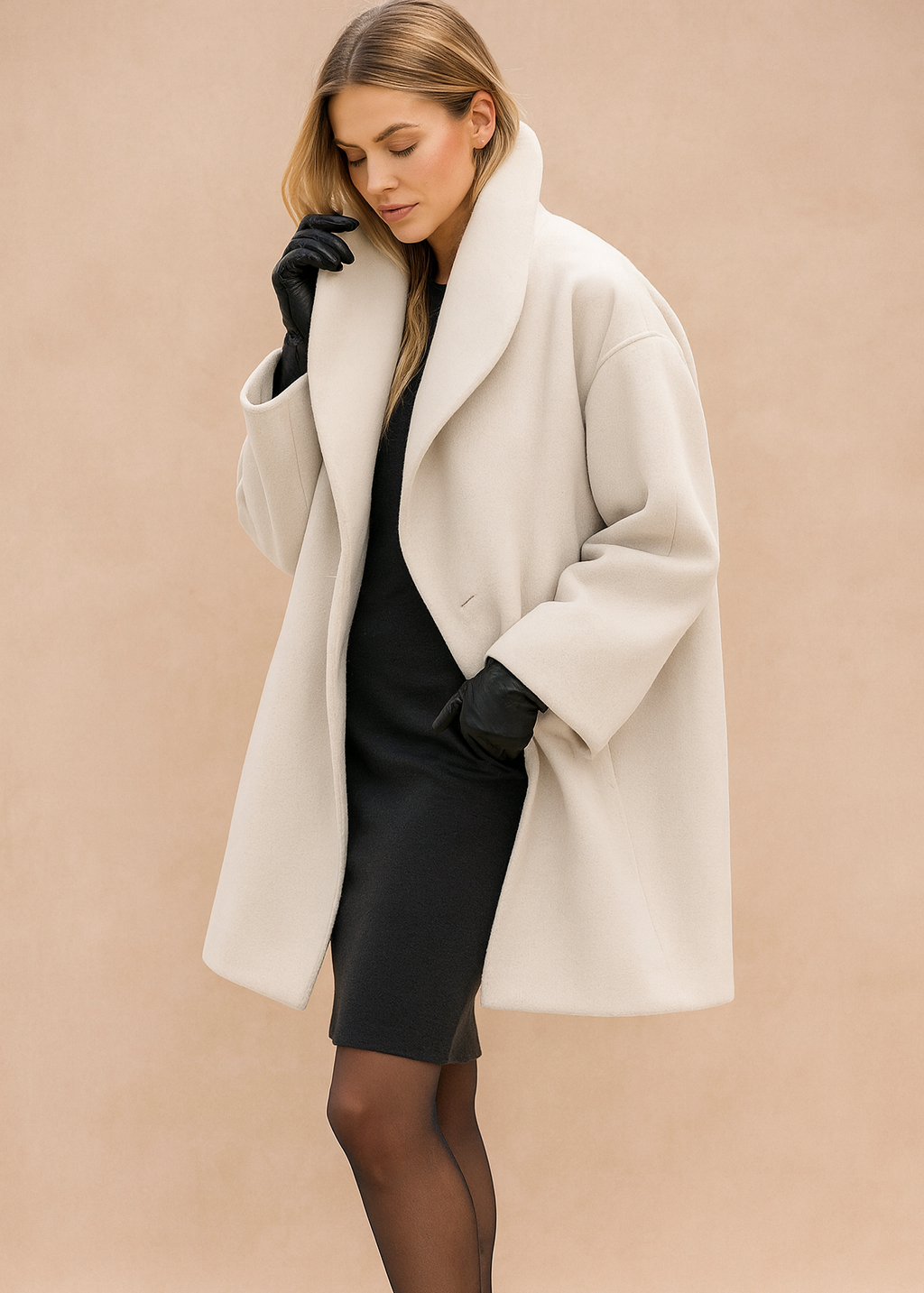 Chic Oversized Winter Coat for Women with Elegant Wide Collar 0