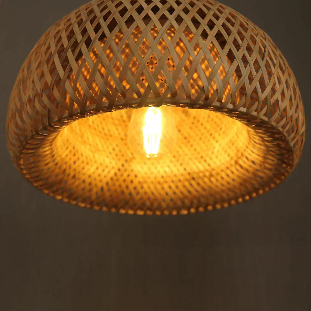 Rattan Pendant Light | Bamboo Hanging Lights | Kitchen Pendant Lighting | Natural Woven Light Fixture | Elegant Home Decor Lamp - Zardee-6