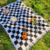 Manta de picnic grande a cuadros HearthHug con microfibra suave y flecos para uso diario en el hogar