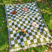 Manta de picnic grande a cuadros HearthHug con microfibra suave y flecos para uso diario en el hogar