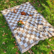 Manta de picnic grande a cuadros HearthHug con microfibra suave y flecos para uso diario en el hogar