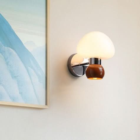Cream Glass Mushroom Wall Sconce Light For Modern Home Decor And Cozy Ambience In Living Rooms And Bedrooms