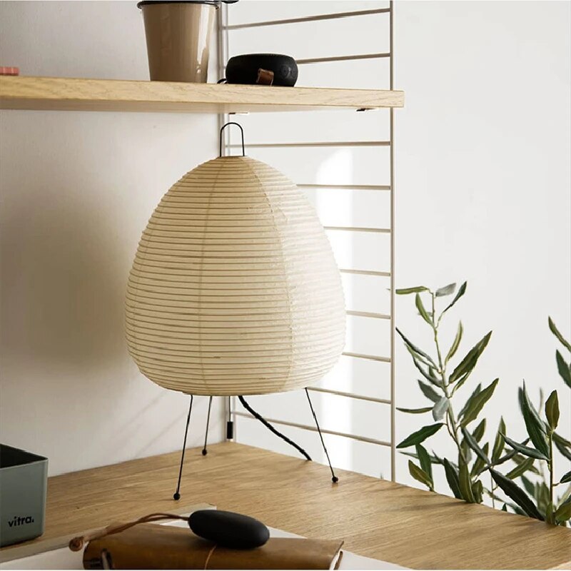 Japanese Rice Paper Table Lamp | LED Desk Light | Artistic Bedroom Lamp | Modern Living Room Fixture | Unique Home Decor Light - Zardee-6