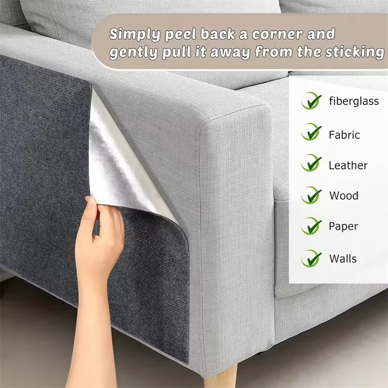 DIYSelf-Adhesive Cat Scratching Mat Trimmable Cat Carpet Cat Scratching Carpet Corner Wall Cat  Scratch Sofa Furniture Protector 2