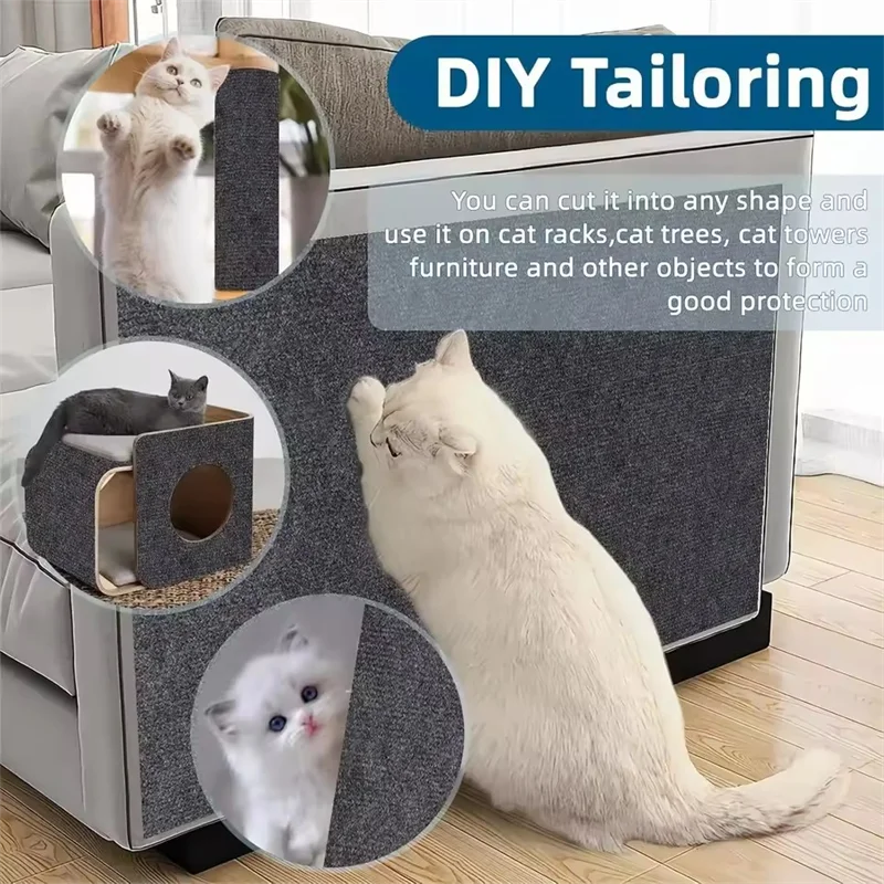 DIYSelf-Adhesive Cat Scratching Mat Trimmable Cat Carpet Cat Scratching Carpet Corner Wall Cat  Scratch Sofa Furniture Protector 3