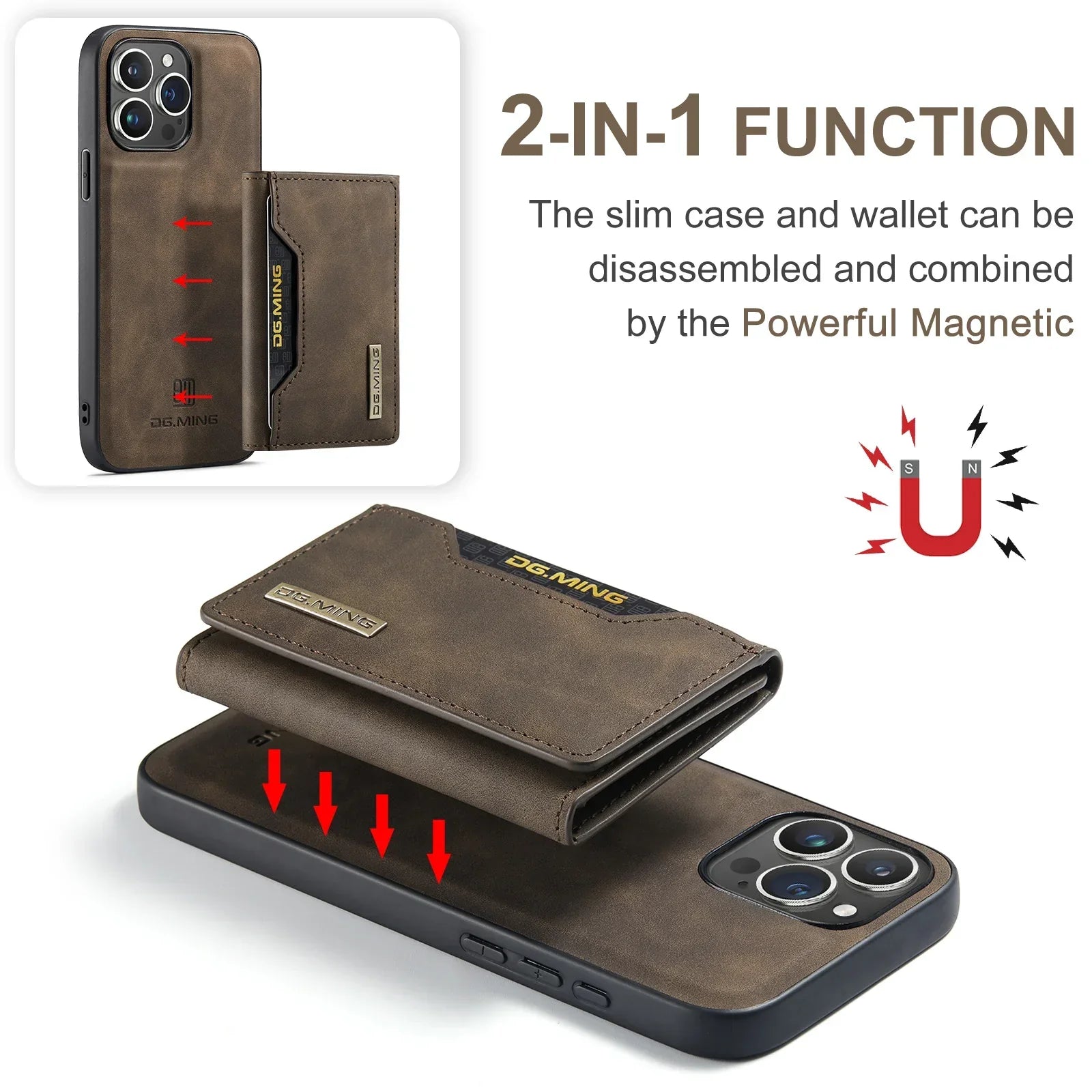 Detachable iPhone Wallet Case with Card Holder - 2-in-1 Cover for iPhone 11 and Newer Models 1
