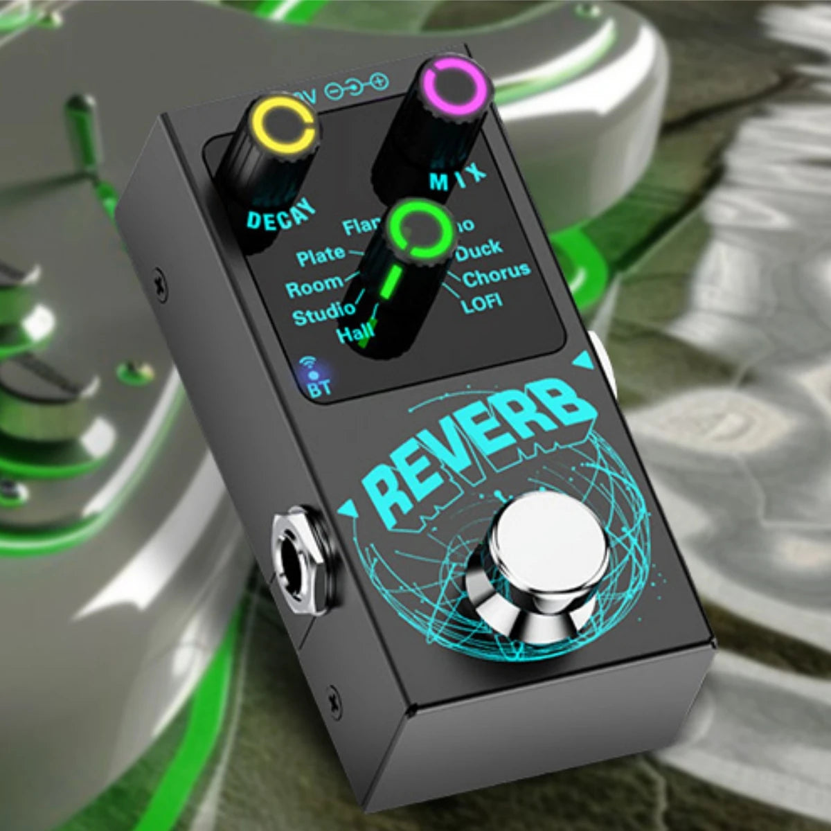 Digital Reverb Guitar Pedal - 9 Unique Reverb Effects | Wireless Accompaniment, Decay/Mix Knobs & Luminous Indicators 1