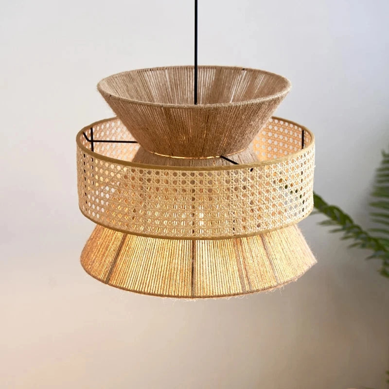 Lámpara colgante LumaNest Wabi Sabi de ratán hecha a mano para decoración contemporánea del hogar