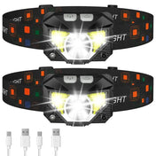Dual Pack Motion-Sensor Head Torch | Ultra-Bright 8 Lighting Modes, Waterproof & Adjustable 0