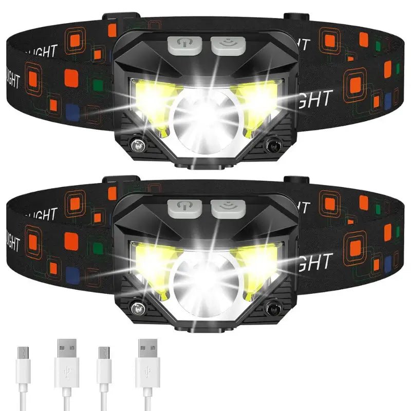 Dual Pack Motion-Sensor Head Torch | Ultra-Bright 8 Lighting Modes, Waterproof & Adjustable 0