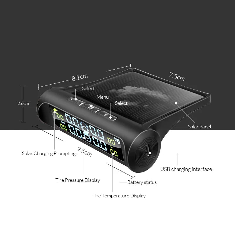 E-ACE K01 TPMS solar sensor intelligence  Wireless Tire Pressure Monitoring System  Auto Security Alarm Device With 4 sensors 4