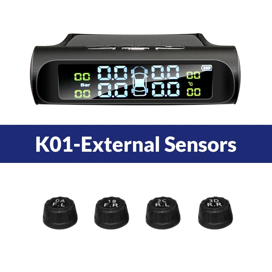 E-ACE K01 TPMS solar sensor intelligence  Wireless Tire Pressure Monitoring System  Auto Security Alarm Device With 4 sensors 6